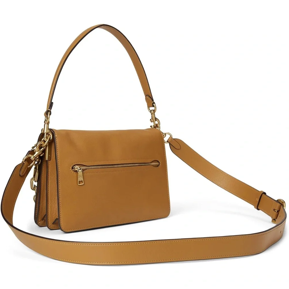 Coach Tabby Shoulder Bag With Chain / Tan Leather Gold Hardware Crossbody - New